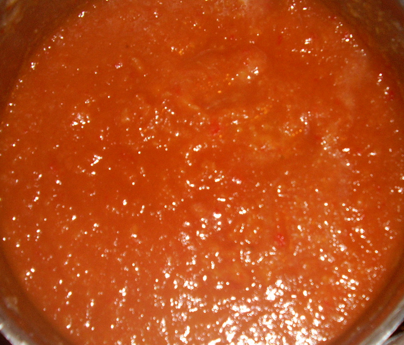 Petersilienwurzelpüree mit Peperoni, Tomatenmark und Hefewürzpaste