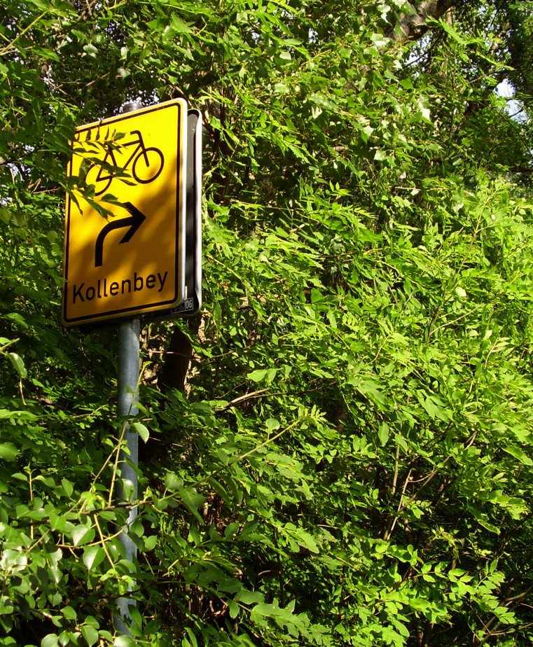 Am Schild Kollenbey geht es unter der B 91 hindurch