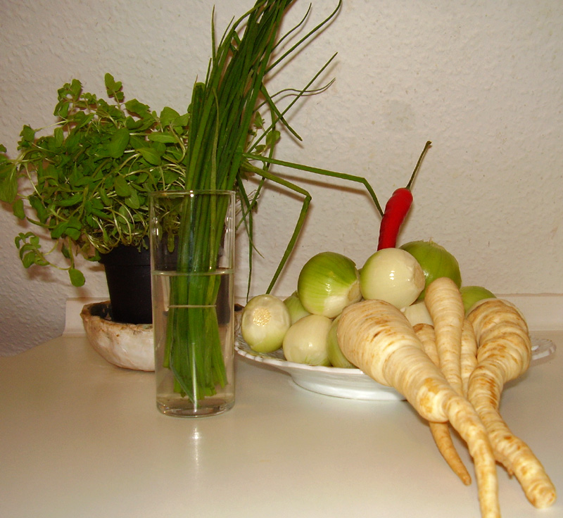 Zutaten für Zwiebelgemüse