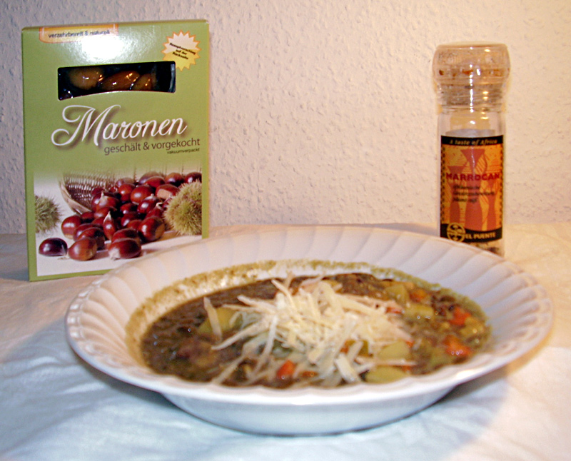 Linsensuppe mit Maronen